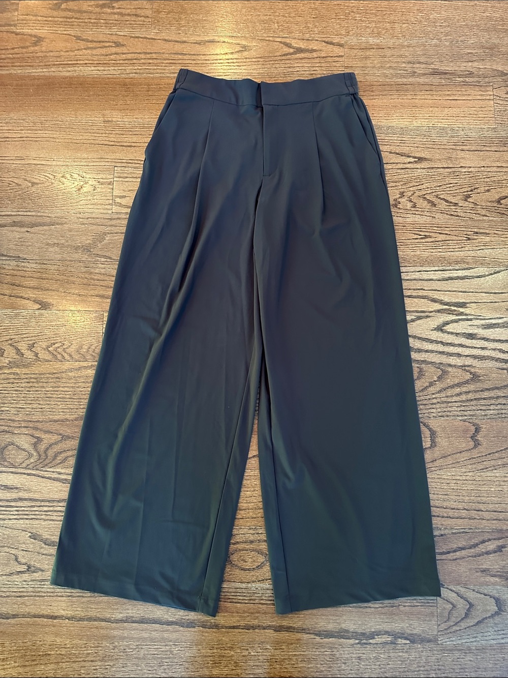 Athleta Pinnacle Pants, Size 10, Brown, Wide Leg, Pleated Front, Pockets
